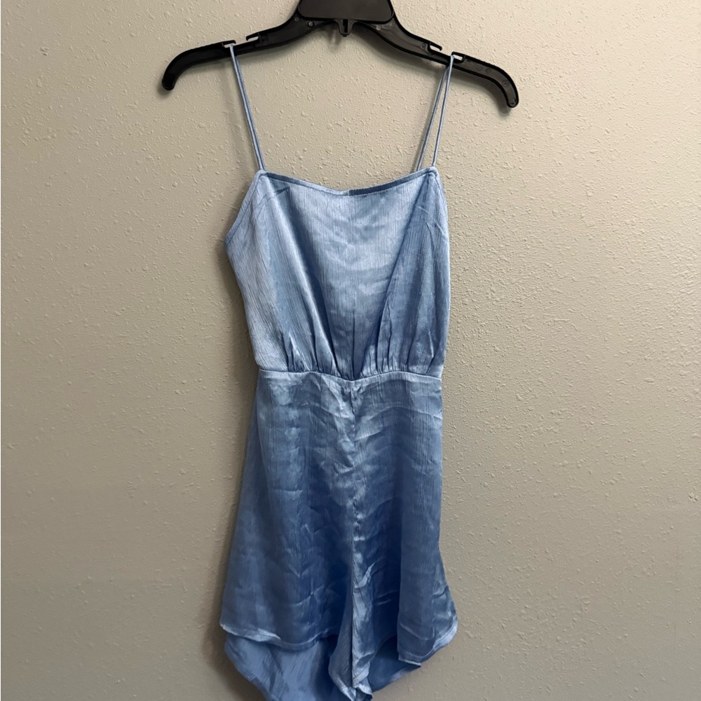 Light Blue Satin Romper